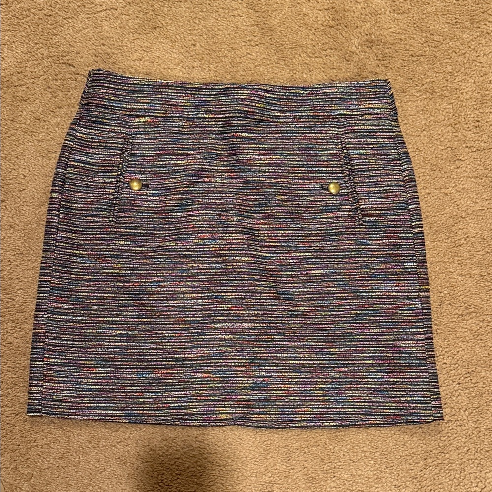 LOFT Colorful Black Textured Skirt